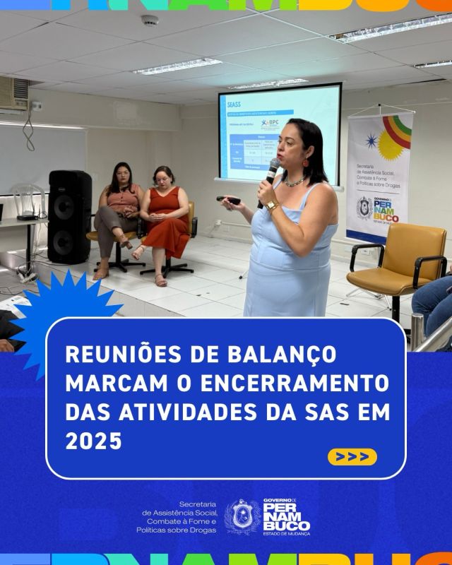 ✨🤝 Encerrando 2025 com gratidão e propósito!

2025 foi um ano em que as políticas públicas de Assistência Social, Combate à Fome e Políticas sobre Drogas se fortaleceram ainda mais em Pernambuco — e a SAS só tem a agradecer. 💙

Queremos iniciar 2026 reconhecendo quem faz tudo acontecer: nossos servidores e servidoras, que contribuíram diariamente para impactar positivamente a vida de quem mais precisa.

Programas como o Bom Prato, Mães de Pernambuco, Atitude e Nova História amadureceram, ganharam força e hoje já geram frutos concretos para o nosso estado. 🌱

Assim, encerramos 2025 com muitas reuniões e encontros — momentos de olhar para o que foi construído e, sobretudo, de planejar o futuro. E tem muita coisa boa vindo por aí! 🚀✨

#SASPE #AssistênciaSocial #CombateÀFome #PolíticasSobreDrogas #Pernambuco GestãoPública Gratidão