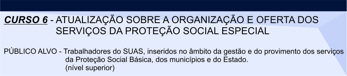 Curso 6 - Atualização sobre a organização e oferta dos serviços da proteção social especial
