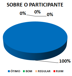 Gráfico: sobre o participante. 100% ótimo.